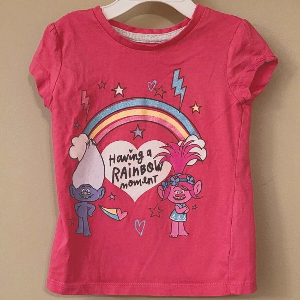 Trolls pink short sleeved tee shirt